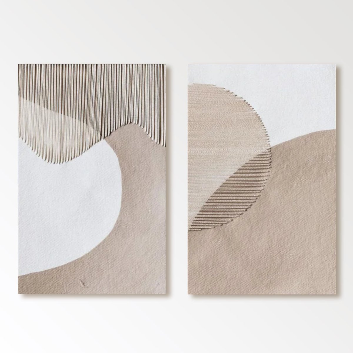 Wabi Sabi Textured Wall Art Set of 2 "Soft Relief Balance" - nukeart