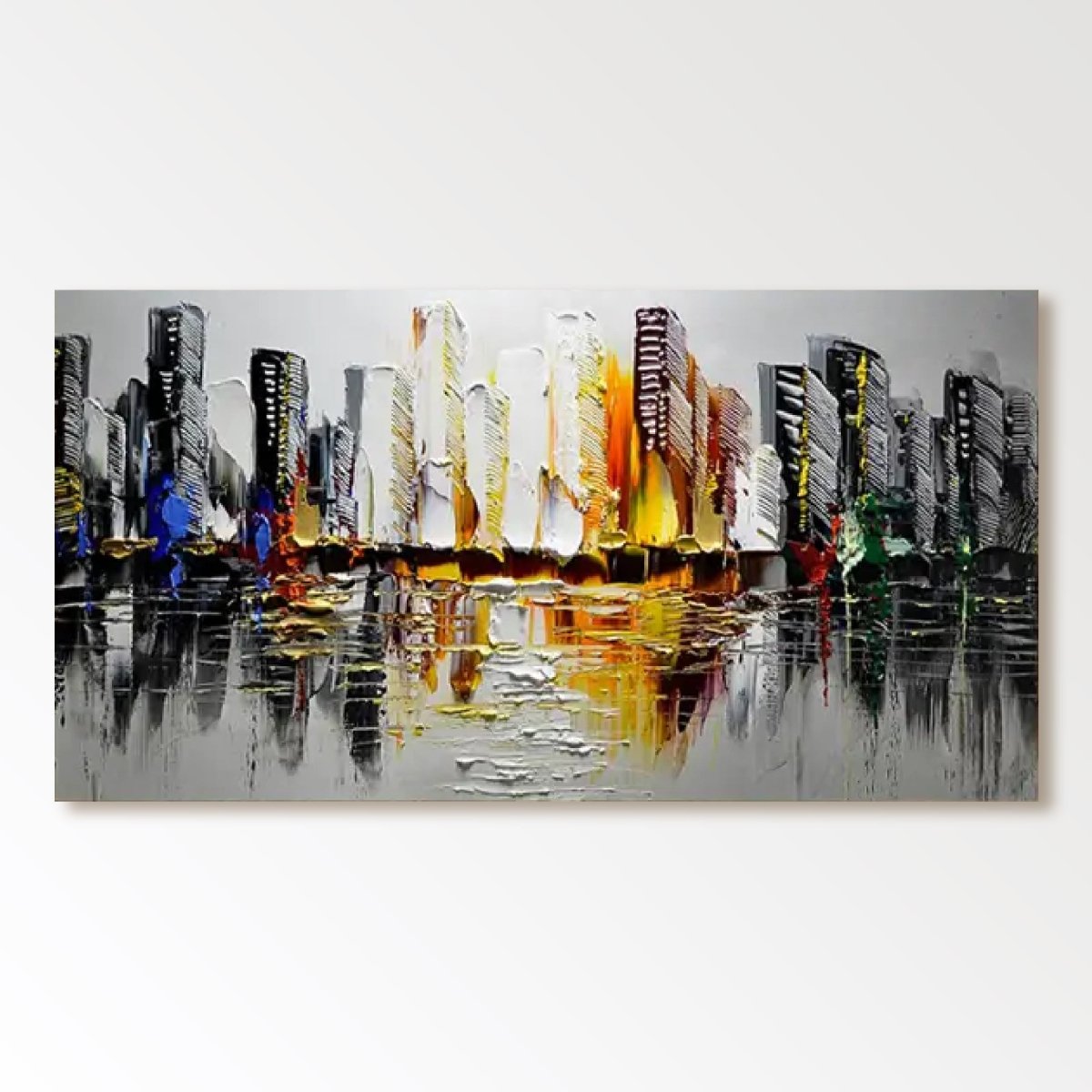 Abstract Cityscape Wall Art "Urban Pulse Reflection" - nukeart