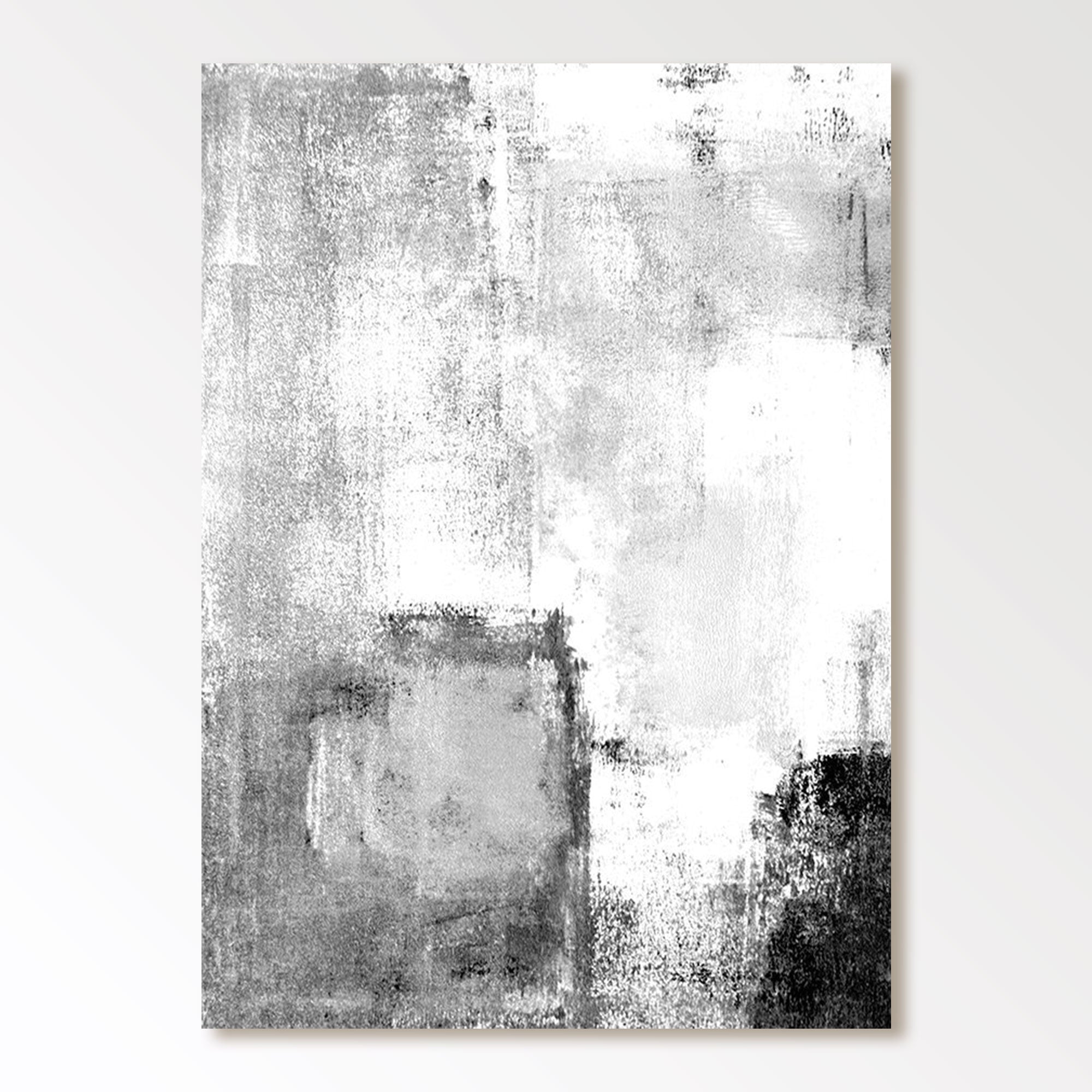 Peinture abstraite minimaliste en noir et blanc « Chuchotements en monochrome » 