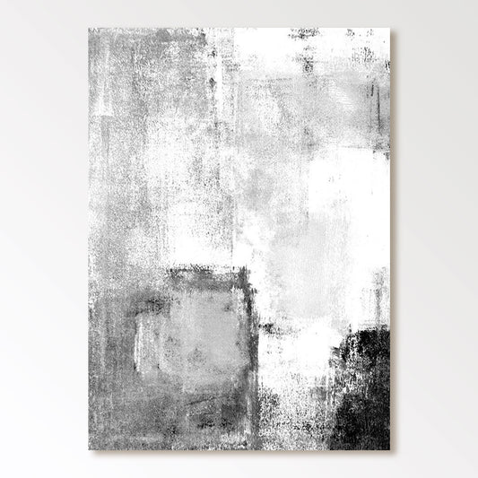 Pintura abstracta minimalista en blanco y negro "Susurros en monocromo" 