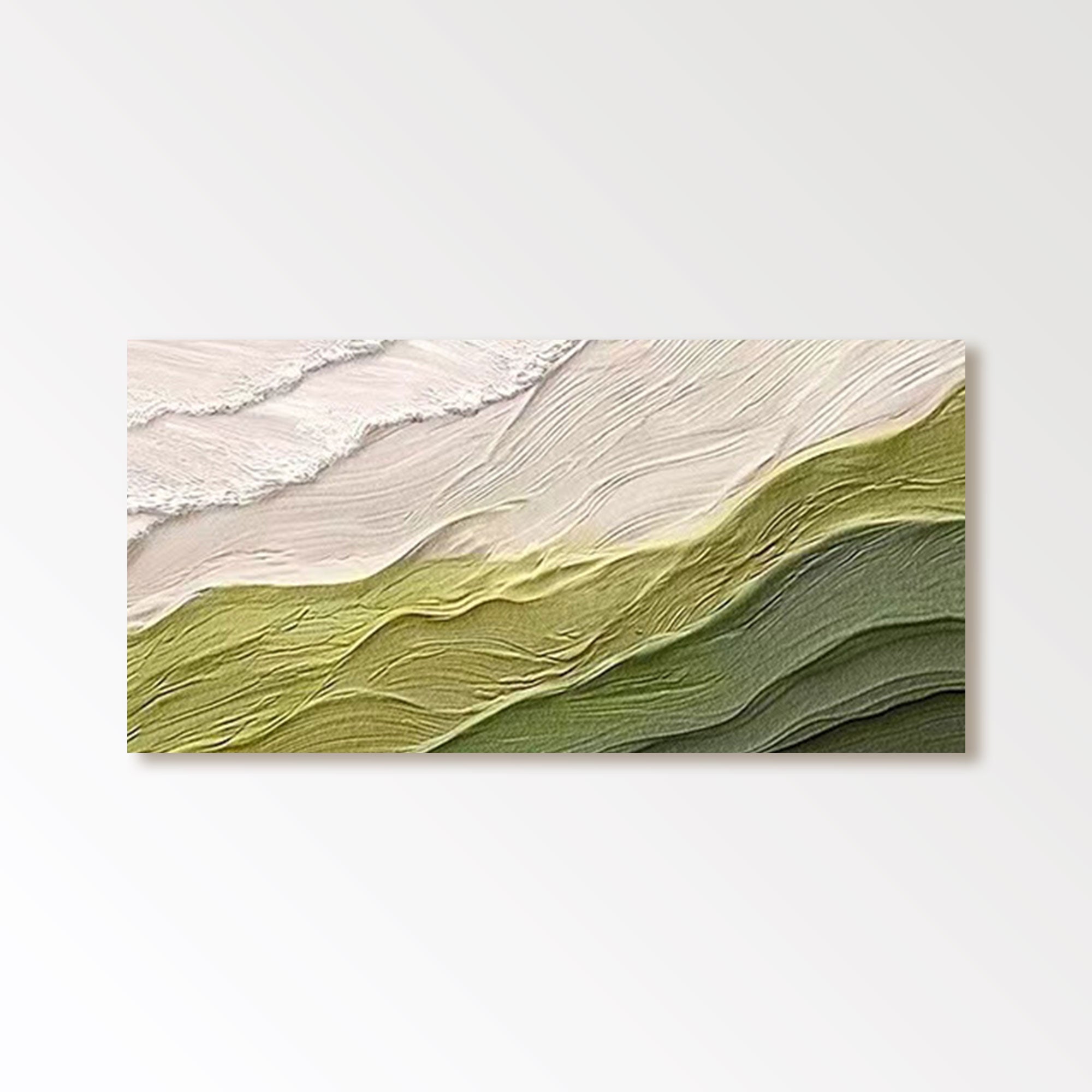 Art texturé 3D sur toile Peinture d’art abstrait vert « Murmures verdoyantes » 