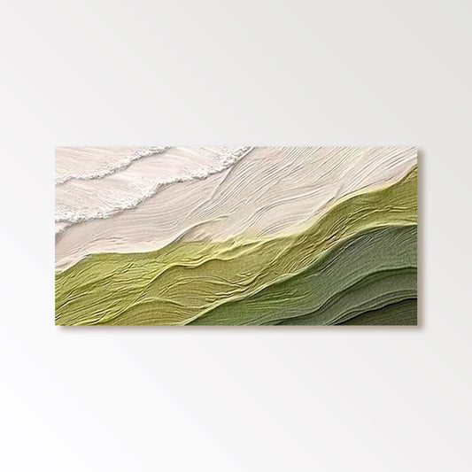 Arte texturizado 3D sobre lienzo Arte abstracto verde Pintura "Verdant Whispers" 