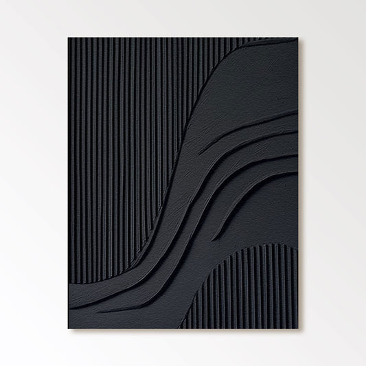Pintura minimalista de arte abstracto "Olas de medianoche"