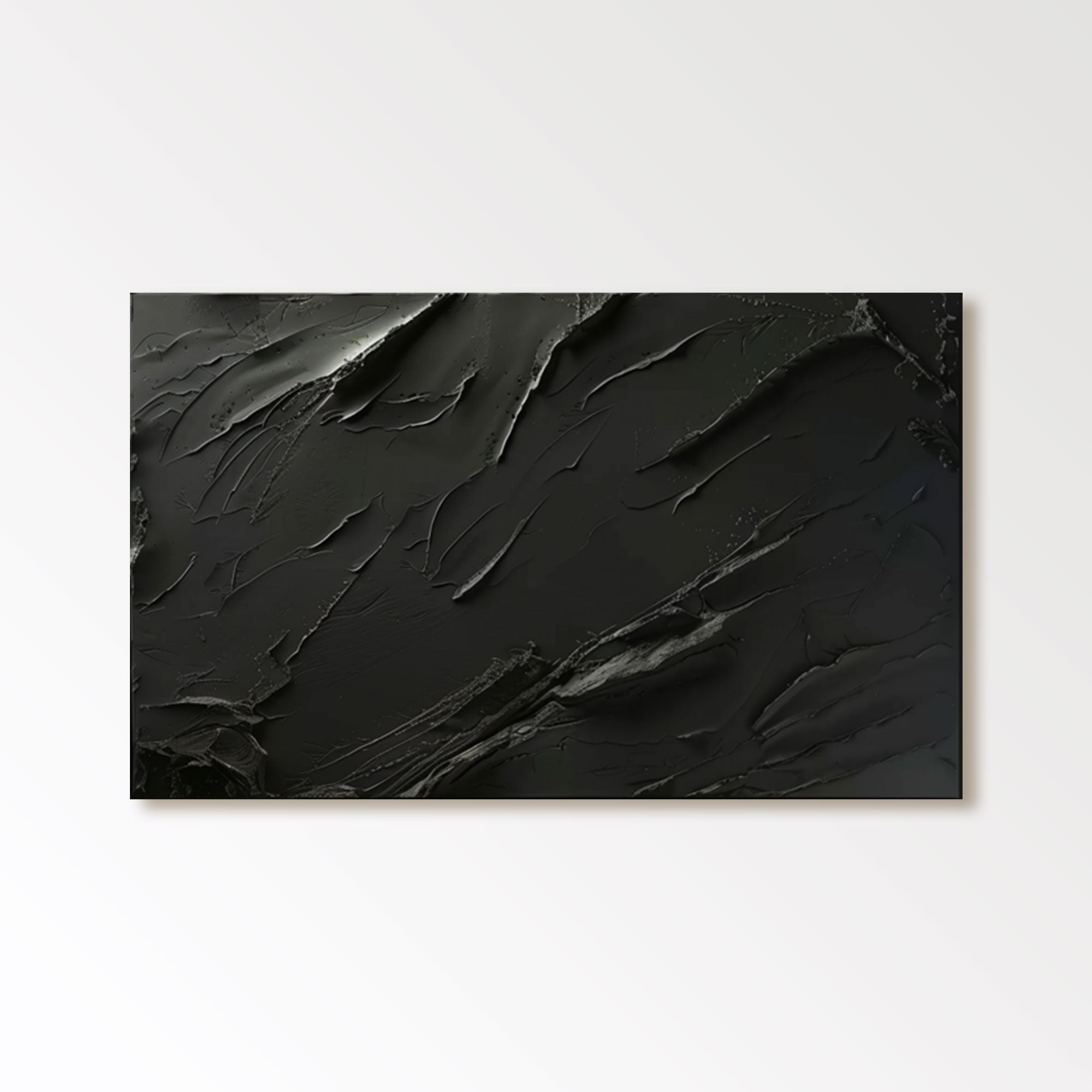 Art abstrait noir texturé 3D « Étreinte éternelle des ombres » 