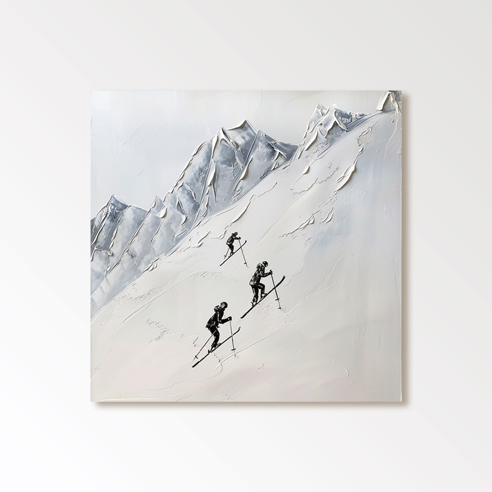 Tableau d'art abstrait noir et blanc "Ensemble vers le sommet" 