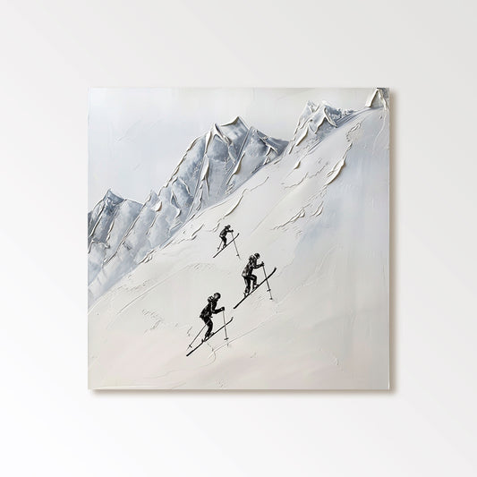 Abstract Art Black And White Painting "Together Towards the Summit"