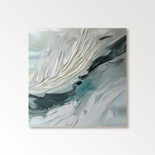 Art abstrait peinture noir et blanc « Whispering Waves of Serenity » 