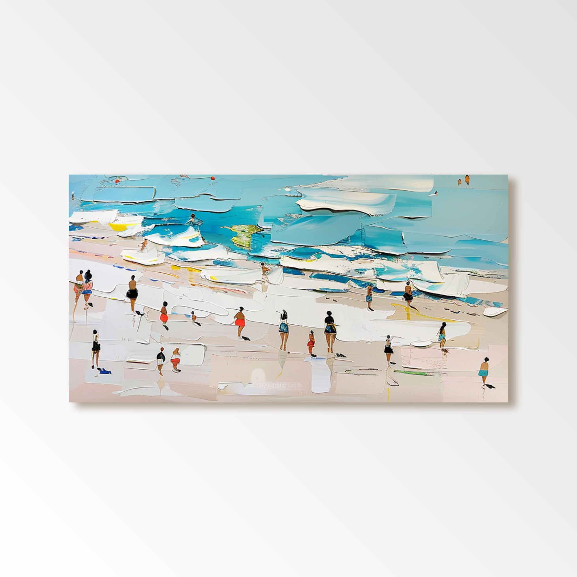 Peinture d’art abstrait coloré texturé 3D « Beach Day » 