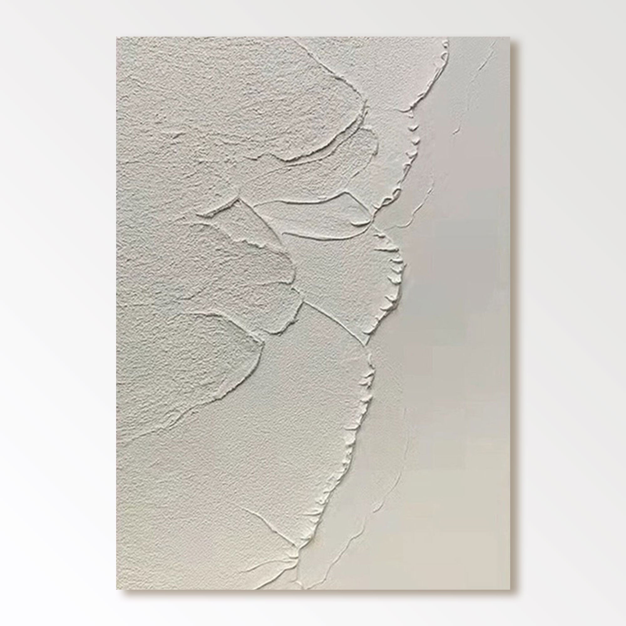 White Textured Minimalist Art "Wavecrest"