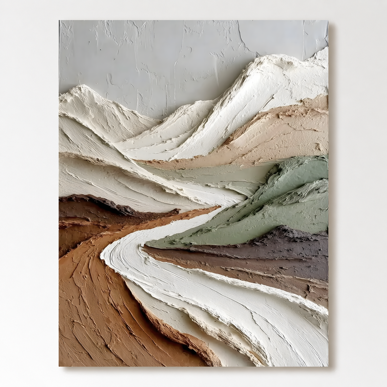 Textured Mountain Landscape Wall Art “Silent Valley Flow”