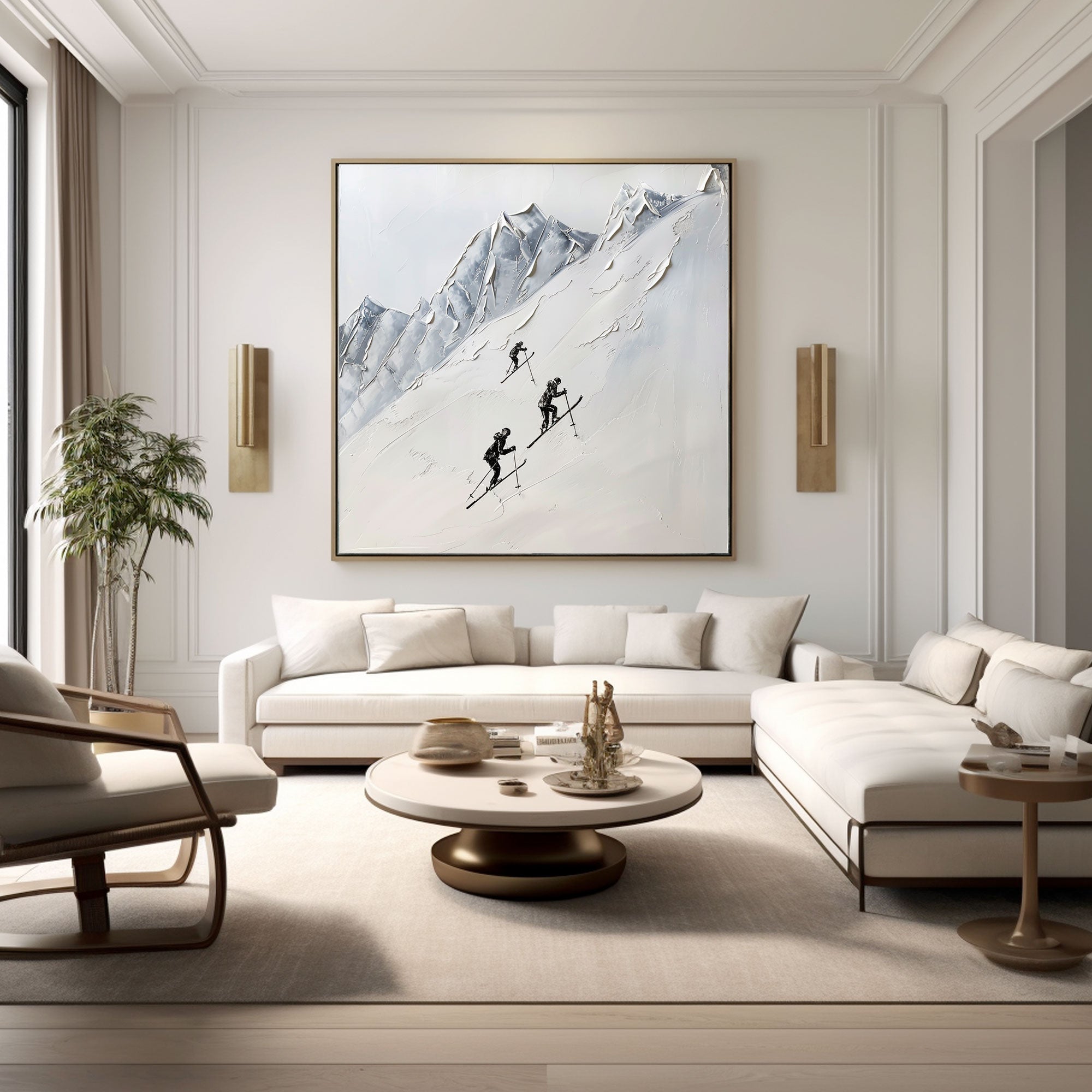 Abstract Art Black And White Painting "Together Towards the Summit"
