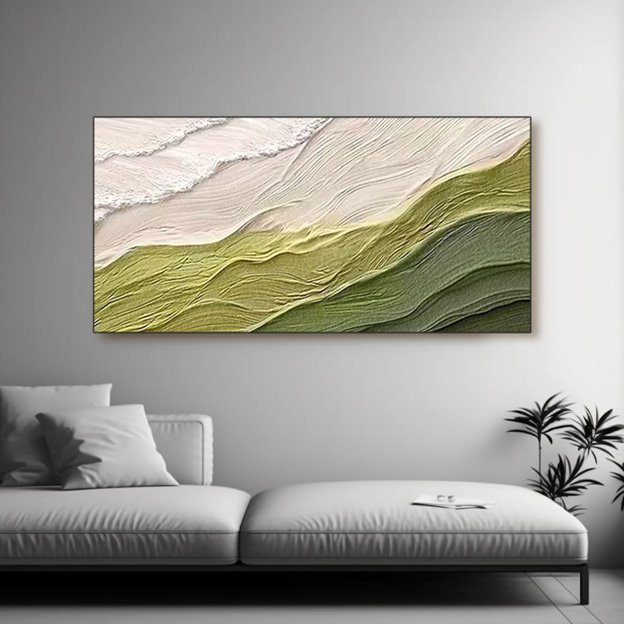 3D Textured Art On Canvas Green Abstract art Painting  "Verdant Whispers"