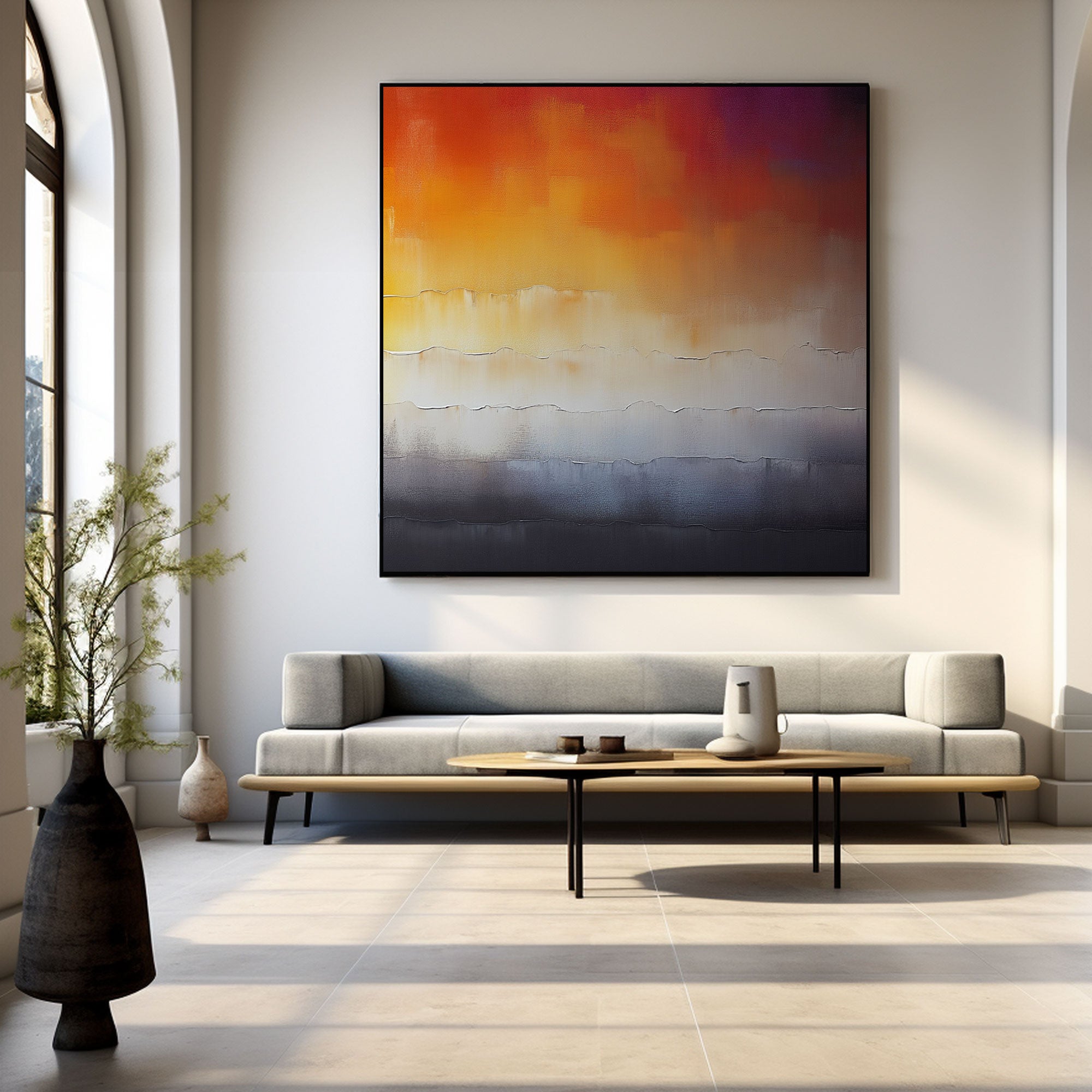 Art abstrait peinture noir et blanc « Whispering Waves of Serenity » 