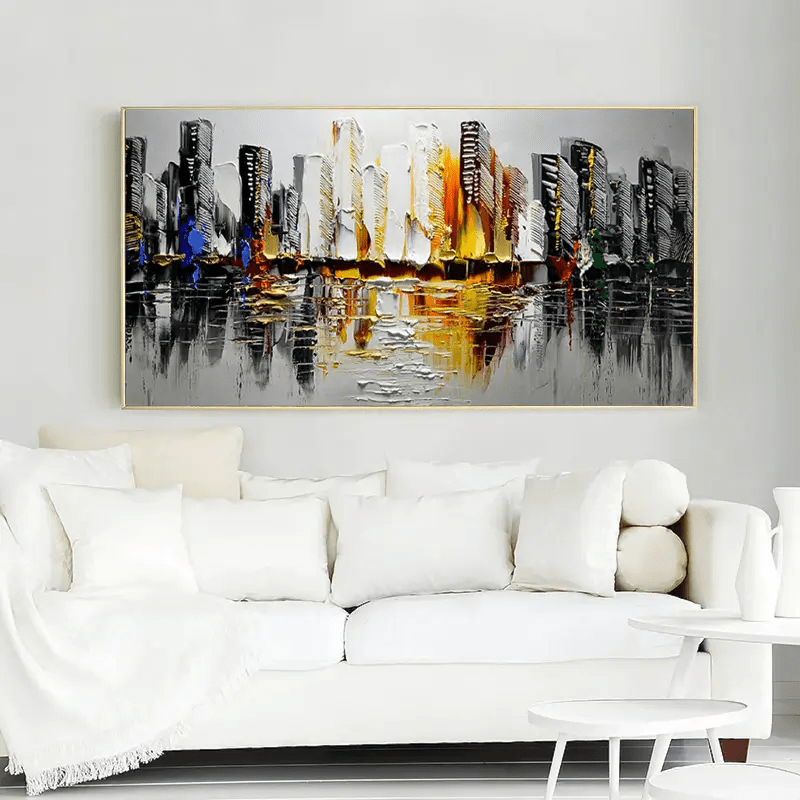 Abstract Cityscape Wall Art "Urban Pulse Reflection" - nukeart