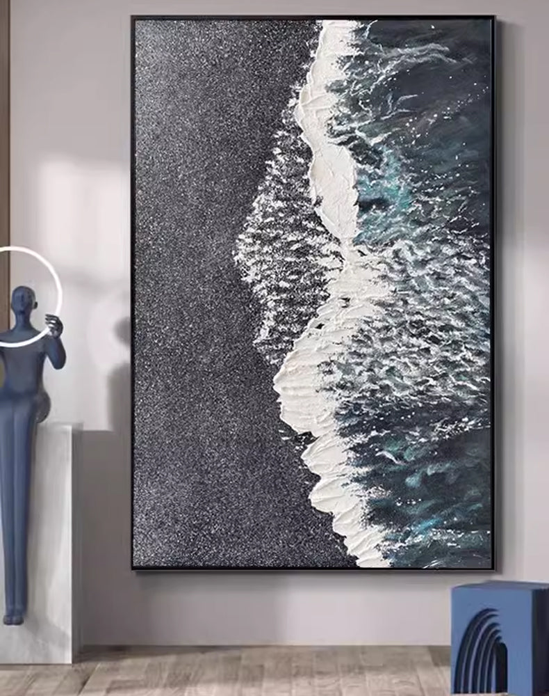 Peinture abstraite d’art texturé 3D « Marée de minuit »
