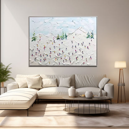 3D Textured Wall Art White Abstract Painting "Winter's Joy“