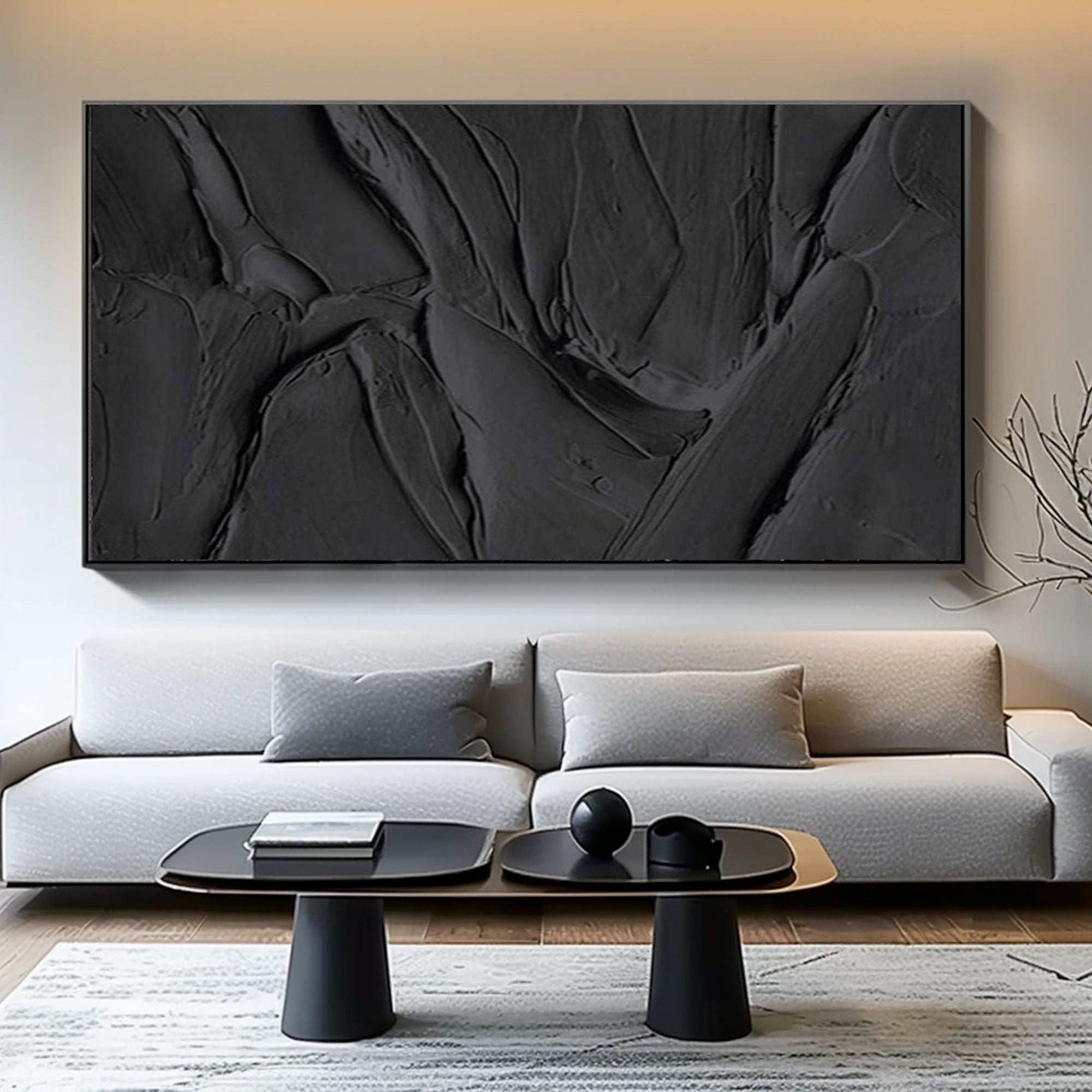 Peinture texturée noire minimaliste « Minuit »