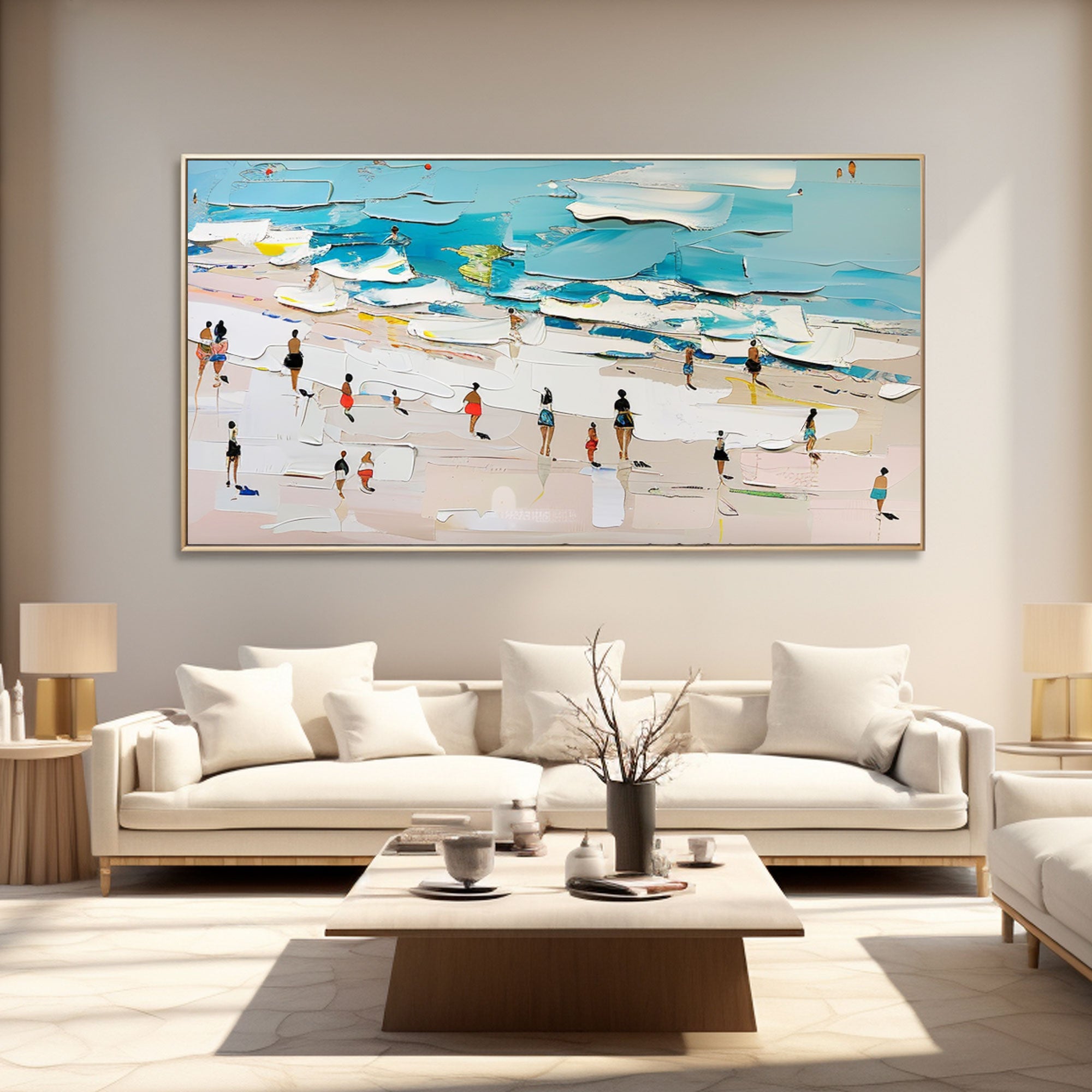 3D Textured Colorful Abstract Art Painting "Beach Day"