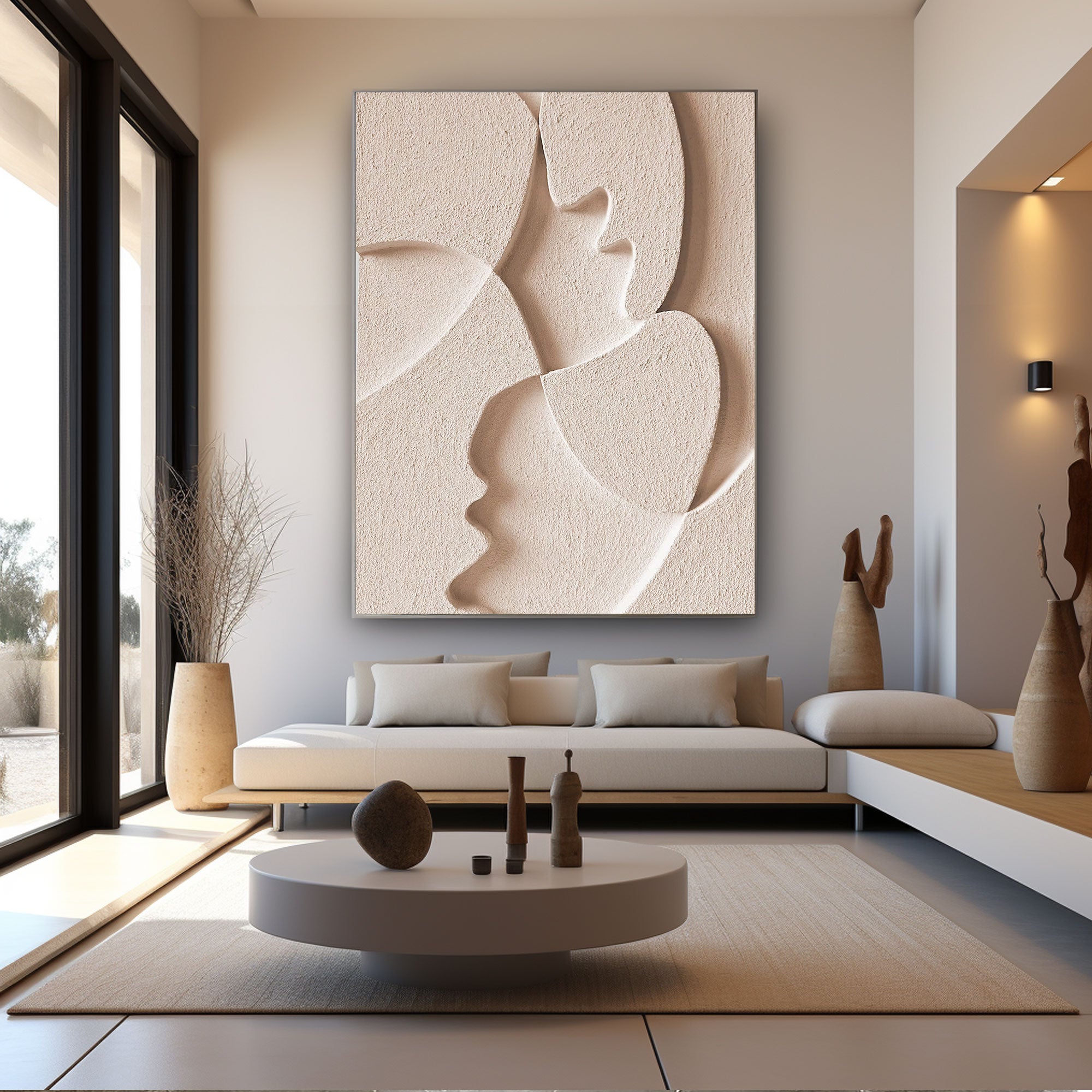 Arte de pared con textura blanca "Flor eterna" 