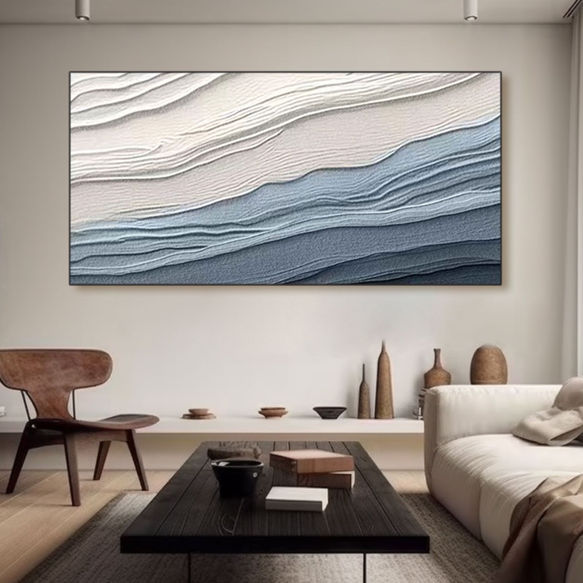 3D Textured Abstract Painting "Serenity Waves"