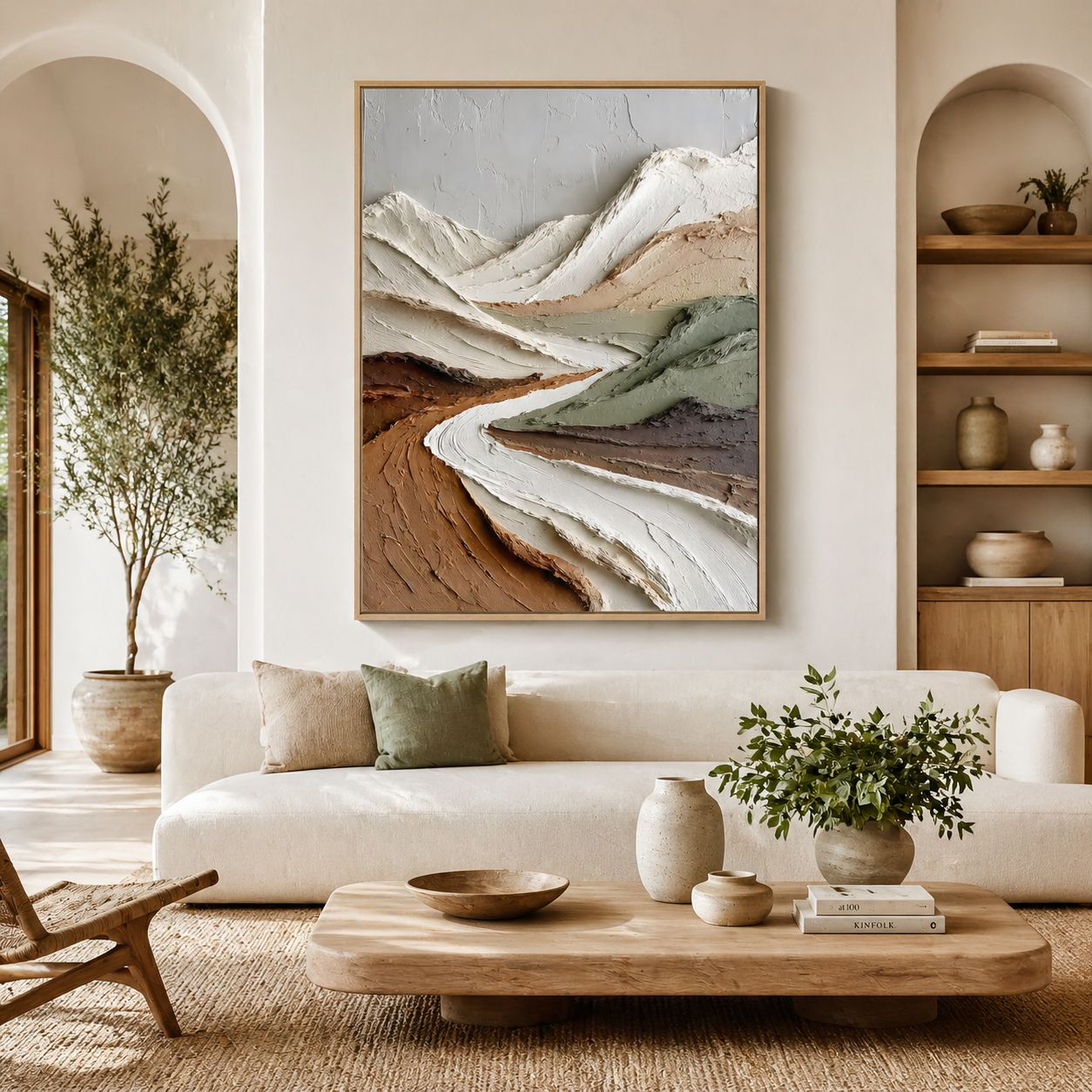 Textured Mountain Landscape Wall Art “Silent Valley Flow”