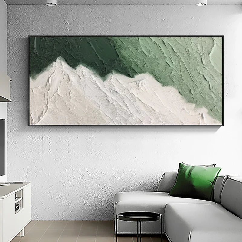 Green Textured Abstract Wall Art "Verdant Edge Flow"