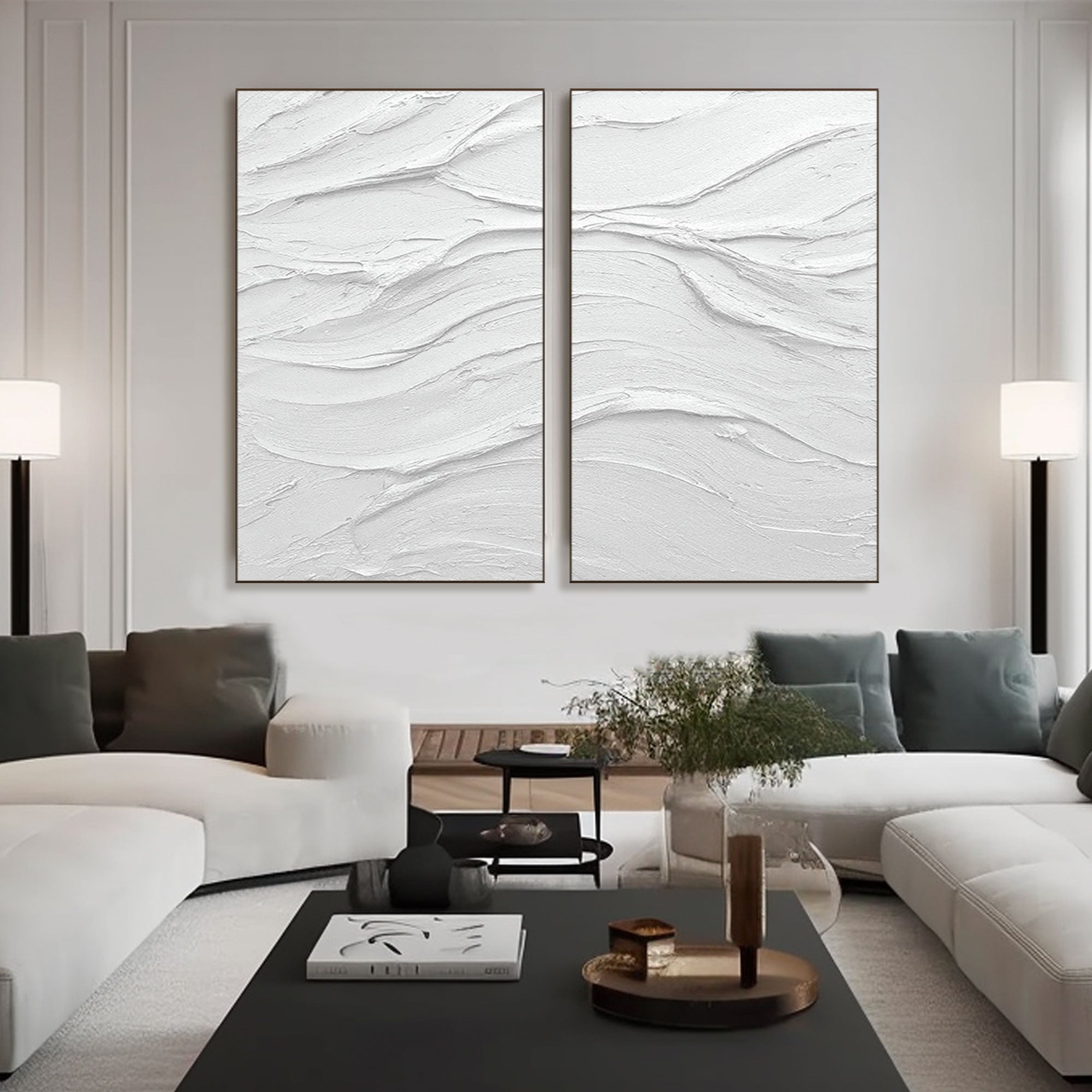 Tableau minimaliste blanc « Symphonie en blanc »