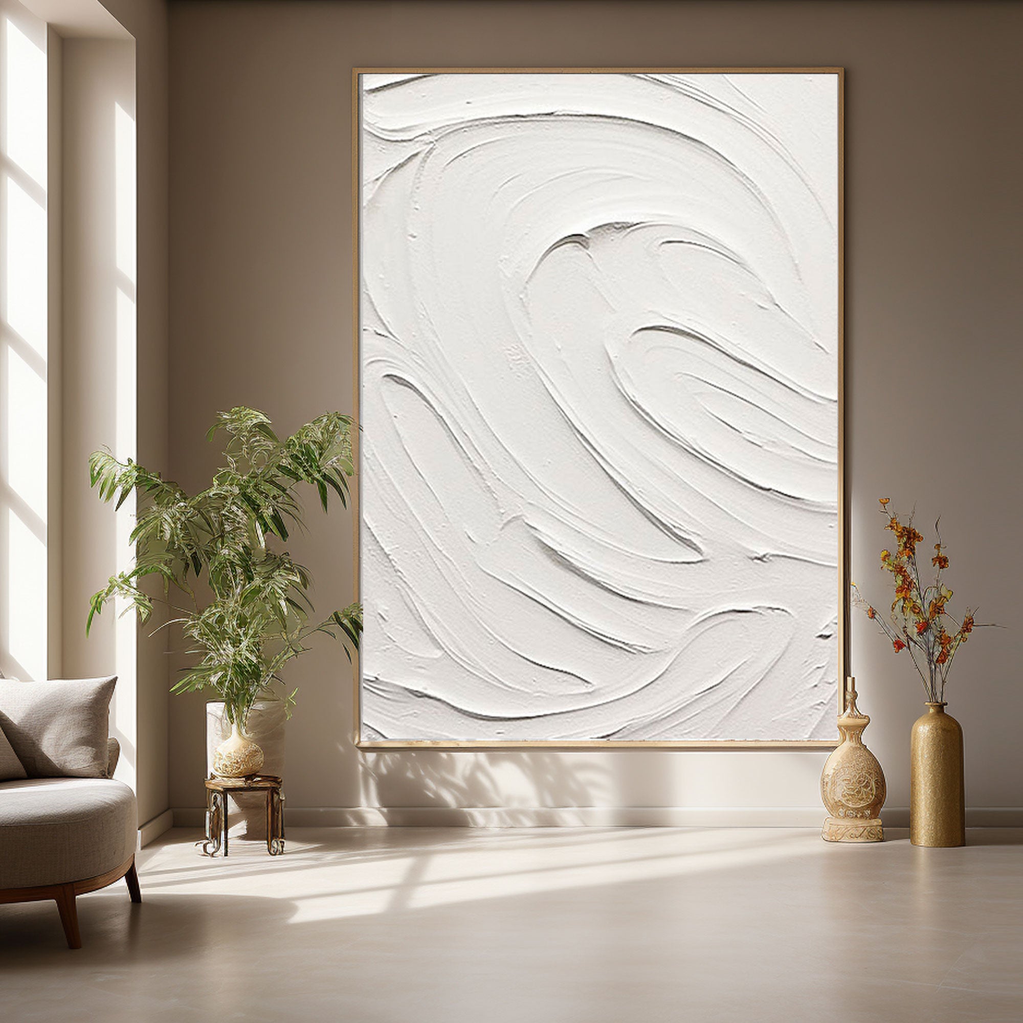 White Minimalist Painting "Eternal Whirl"