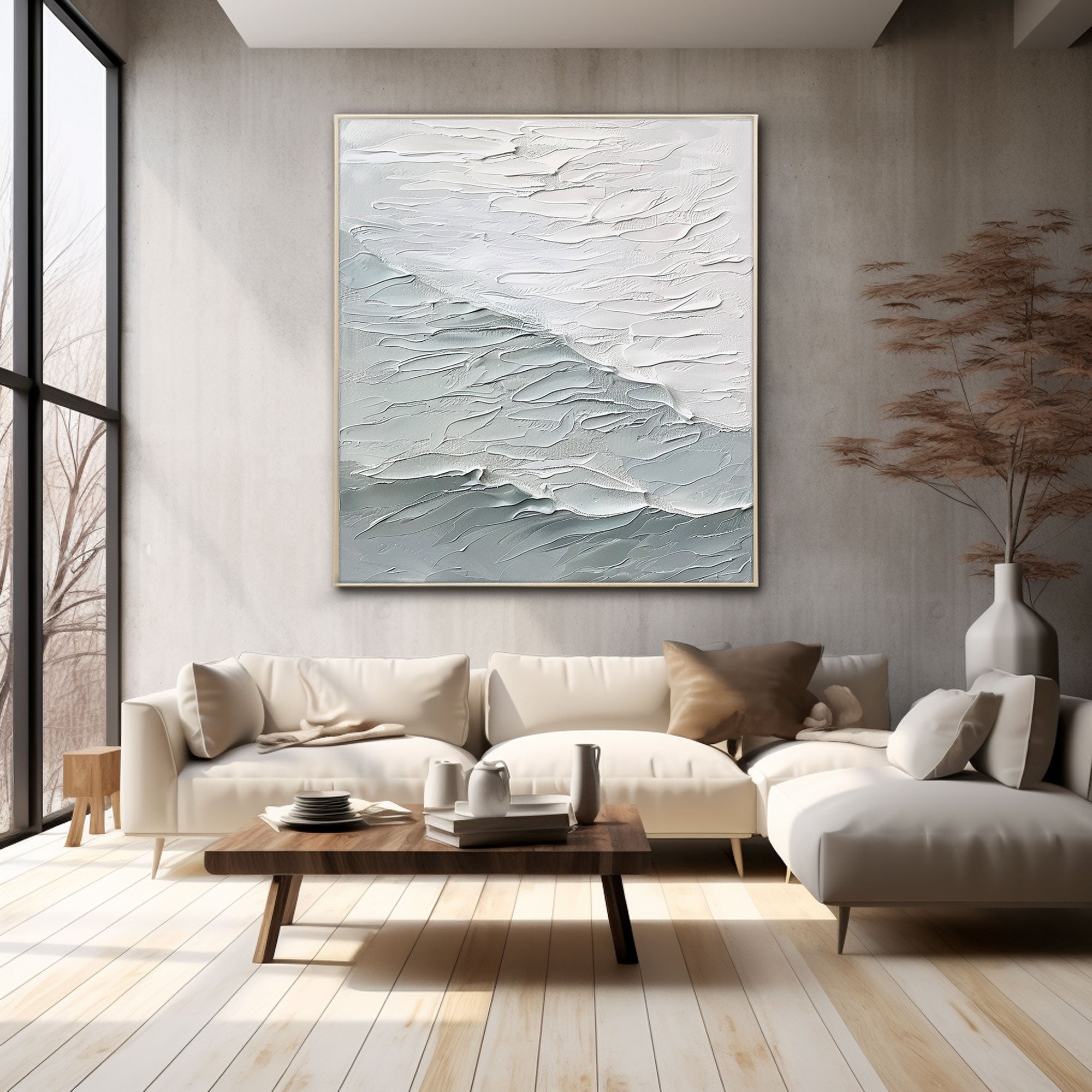 3D Textured Abstract Painting "Ethereal Waves of Serenity"