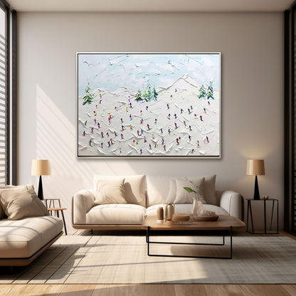 3D Textured Wall Art White Abstract Painting "Winter's Joy“