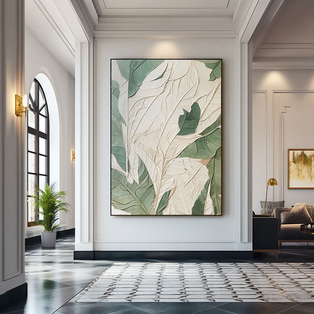 Arte de pared con textura blanca "Flor eterna" 