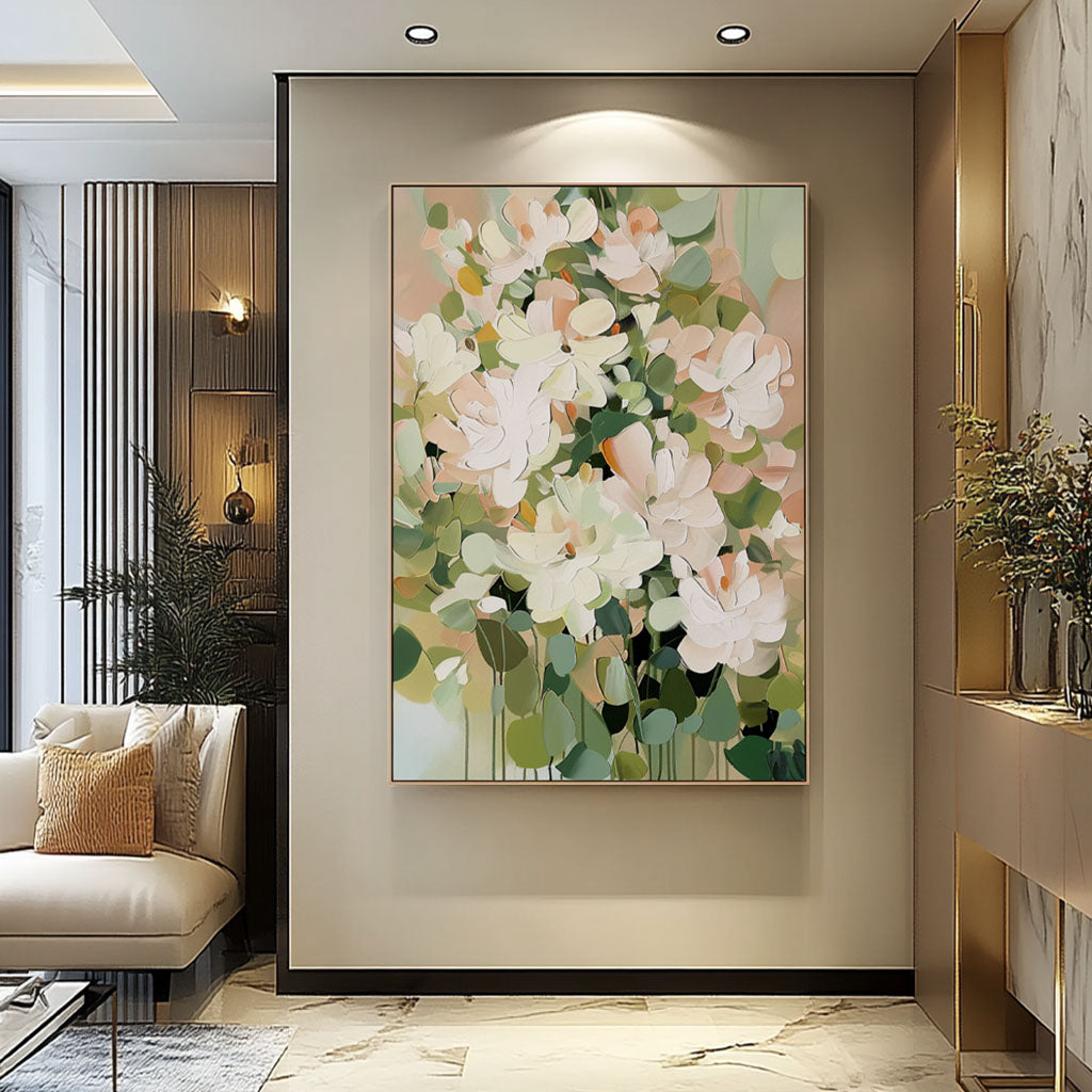 Art mural texturé blanc « Fleur éternelle » 