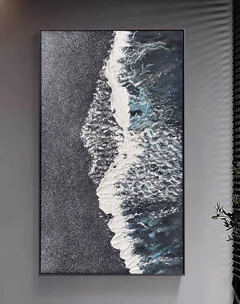 3D Textured Art Abstract Painting "Midnight Tide"