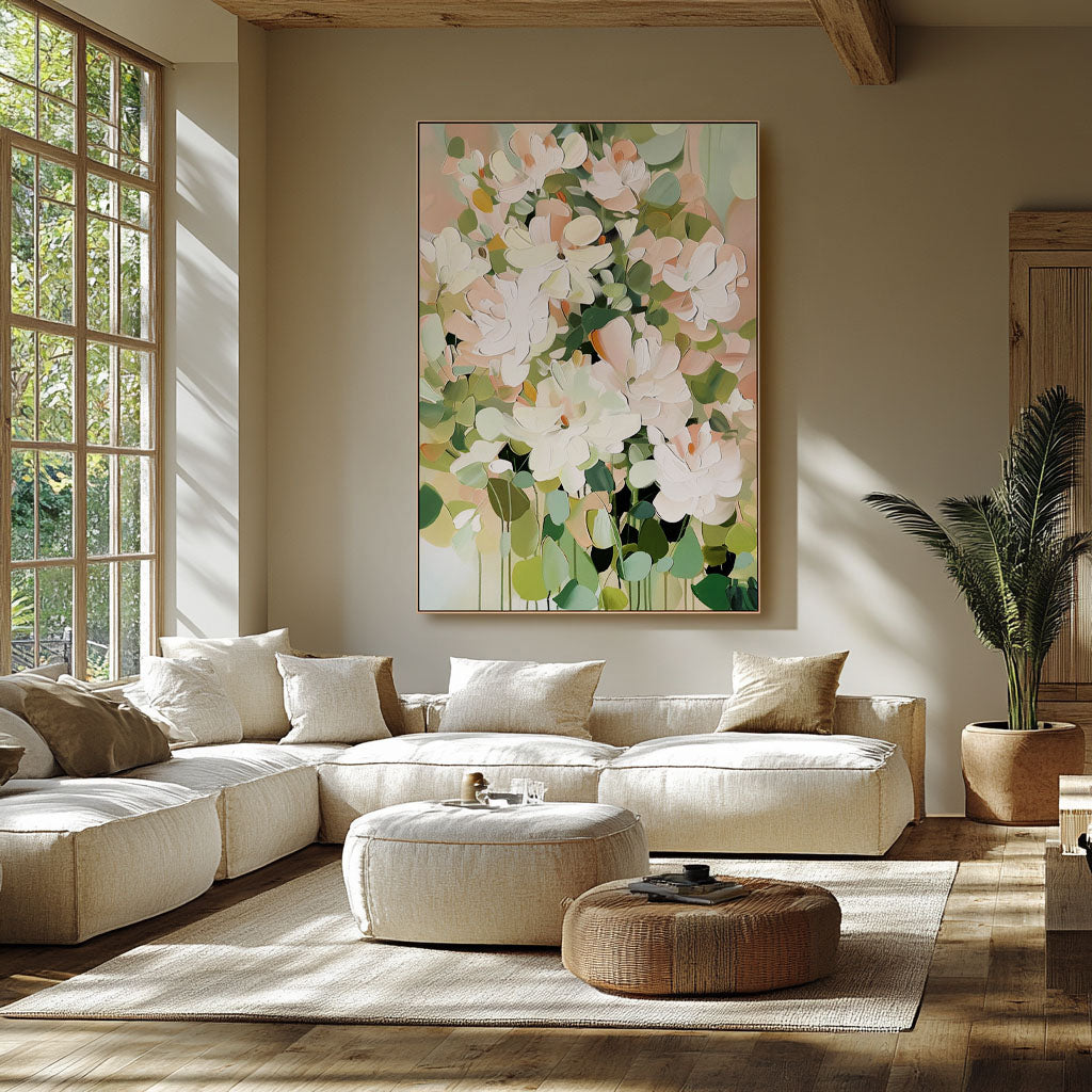 Arte de pared con textura blanca "Flor eterna" 