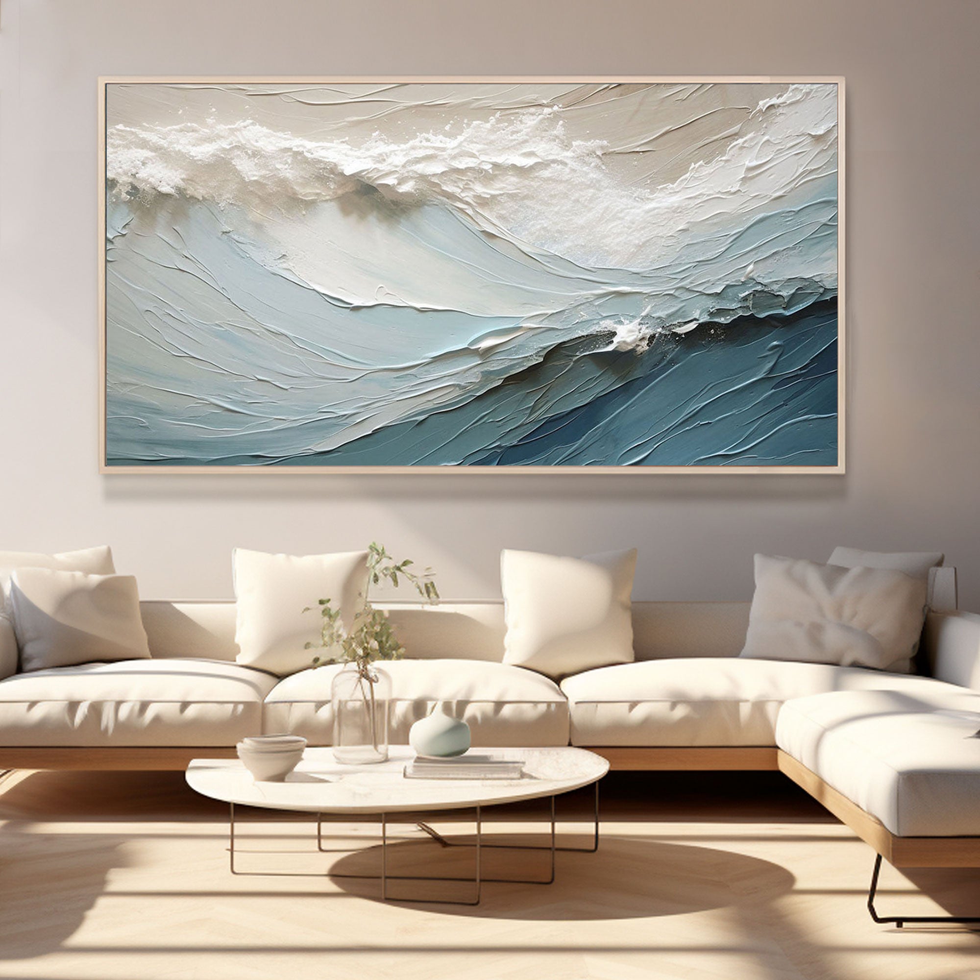 3D Textured Blue Abstract Art Painting "Surge"