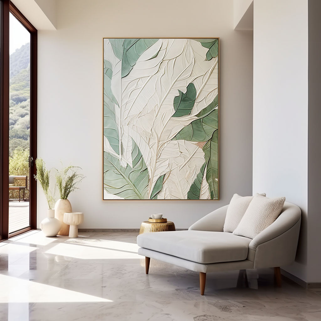 Arte de pared con textura blanca "Flor eterna" 