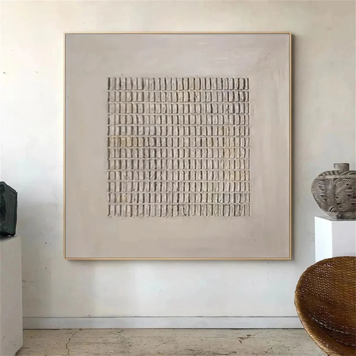 Minimalist Plaster Wall Art "Silent Grid" - nukeart