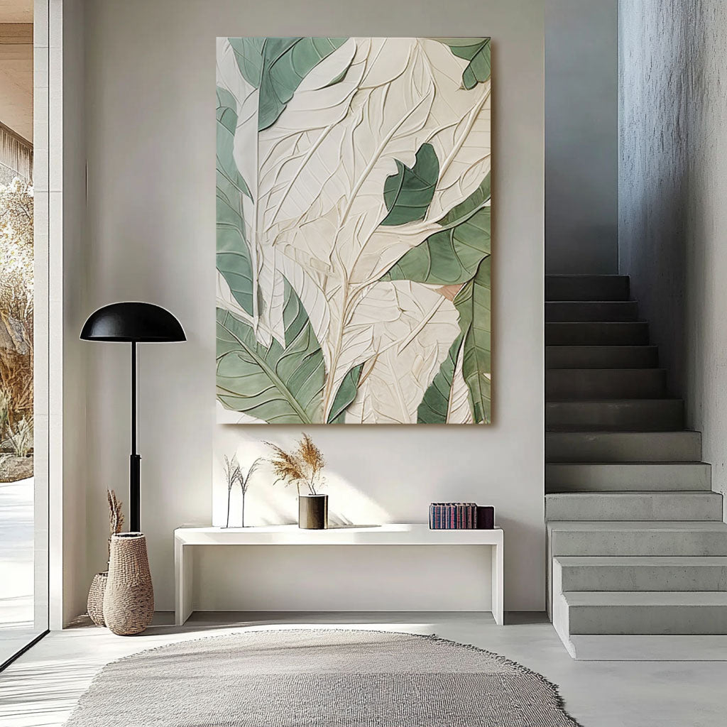 Arte de pared con textura blanca "Flor eterna" 