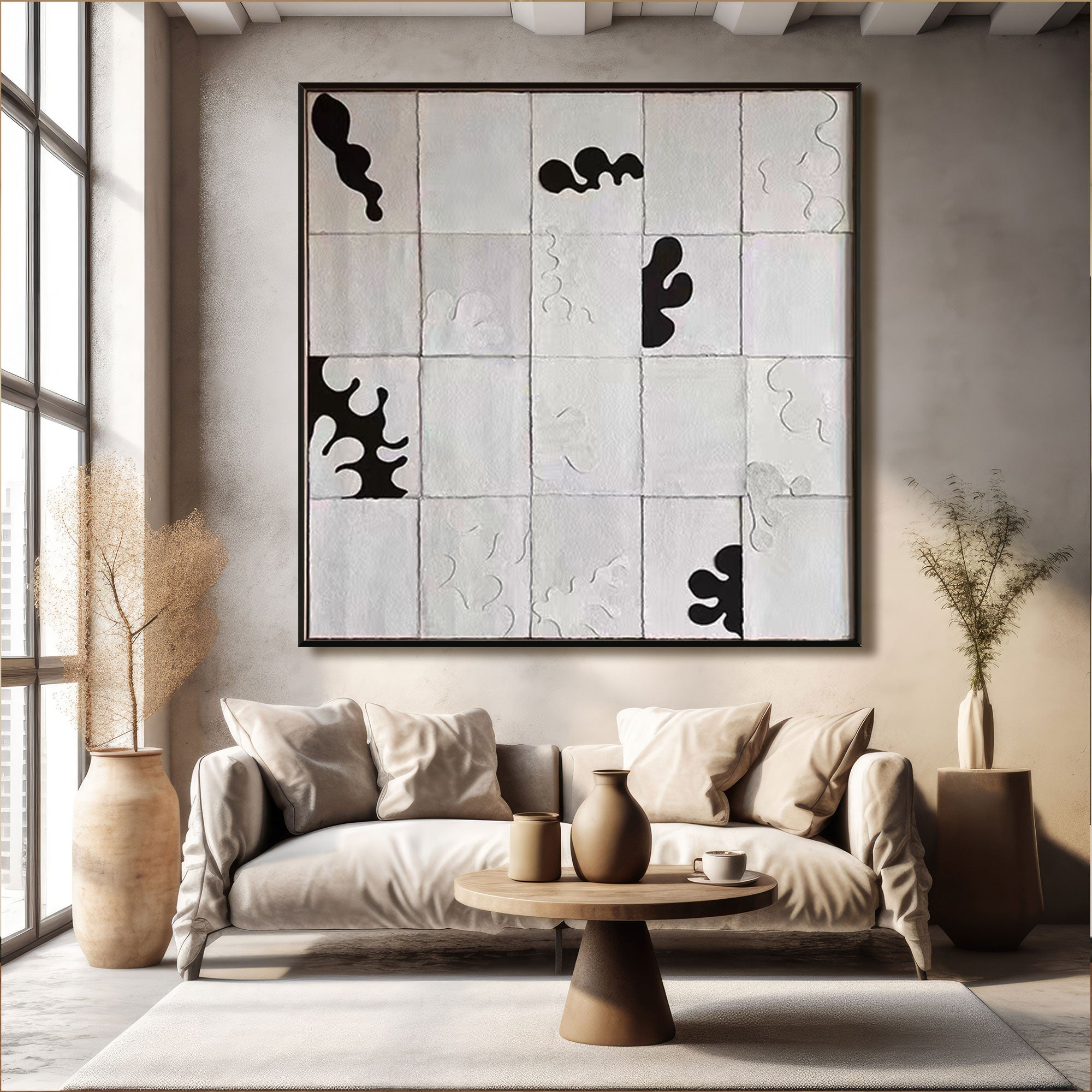 Black And White Abstract Painting "Silent Sonata"