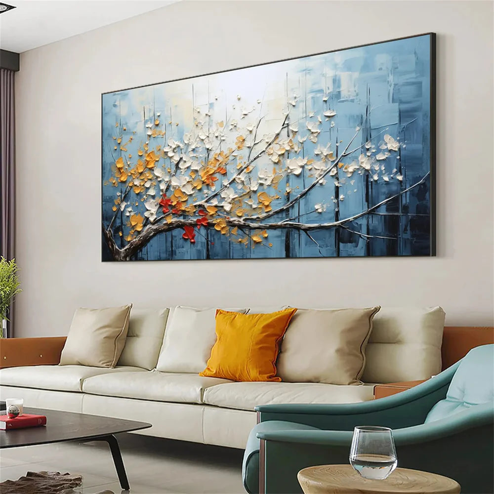 Textured Wall Art "Golden Bloom Serenity"