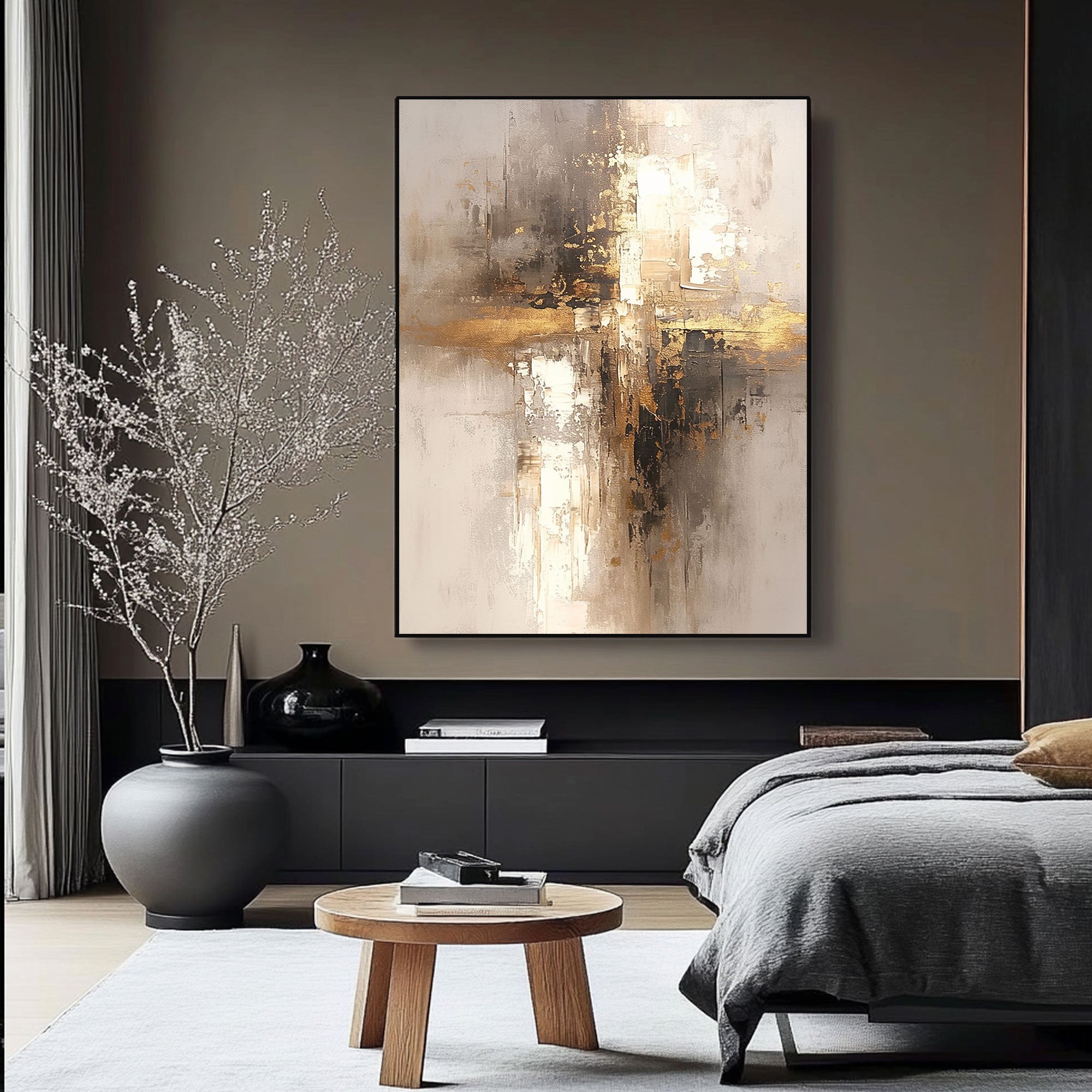 Peinture d’art abstrait colorée « Golden Reverie » 