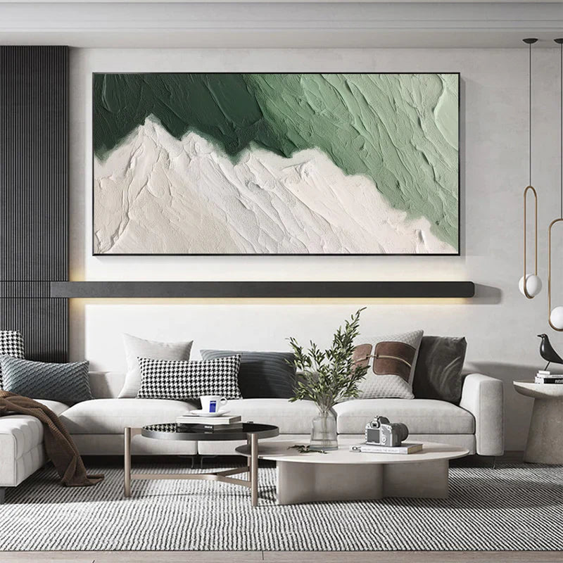 Green Textured Abstract Wall Art "Verdant Edge Flow"