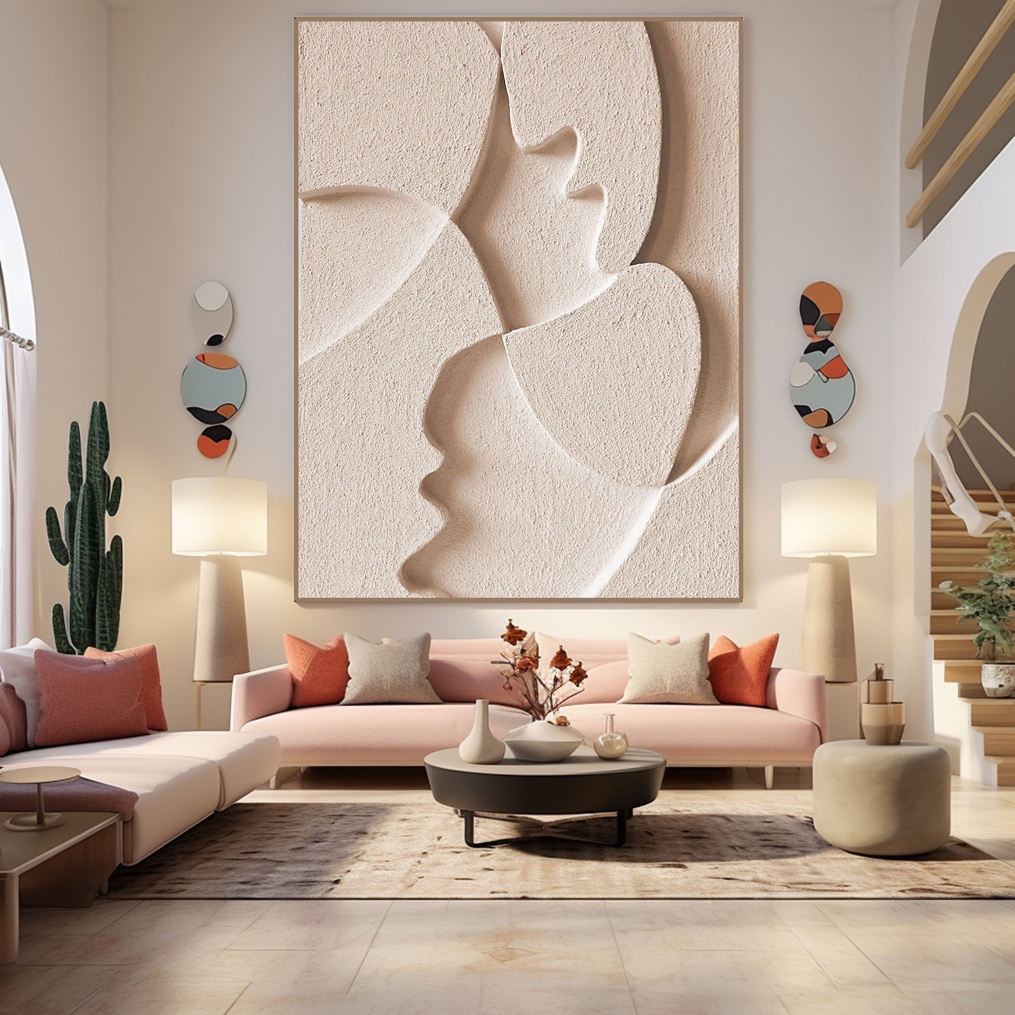 Arte de pared con textura blanca "Flor eterna" 