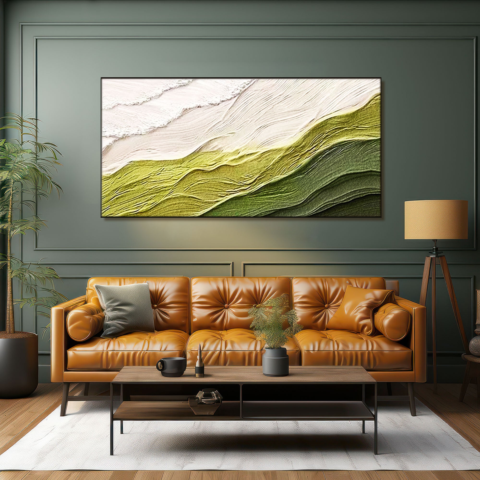3D Textured Art On Canvas Green Abstract art Painting  "Verdant Whispers"