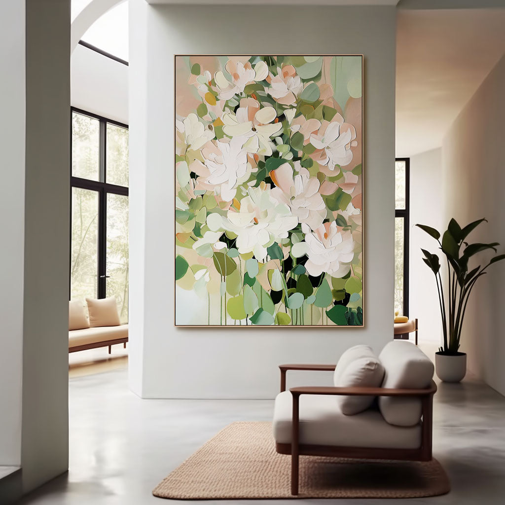 Art mural texturé blanc « Fleur éternelle » 