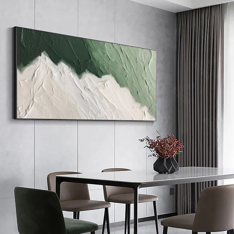 Green Textured Abstract Wall Art "Verdant Edge Flow"