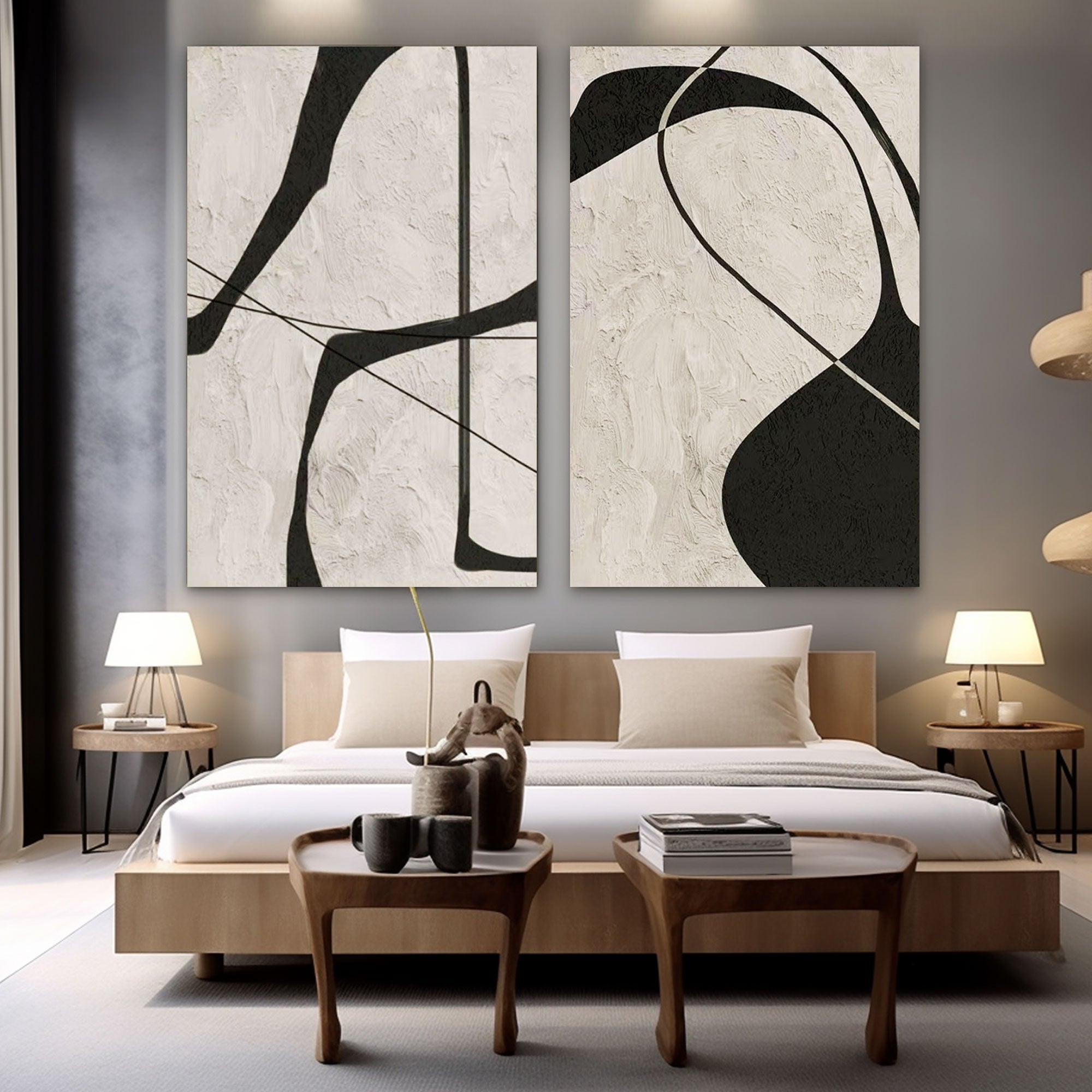 Pintura minimalista de arte abstracto "Olas tranquilas" 
