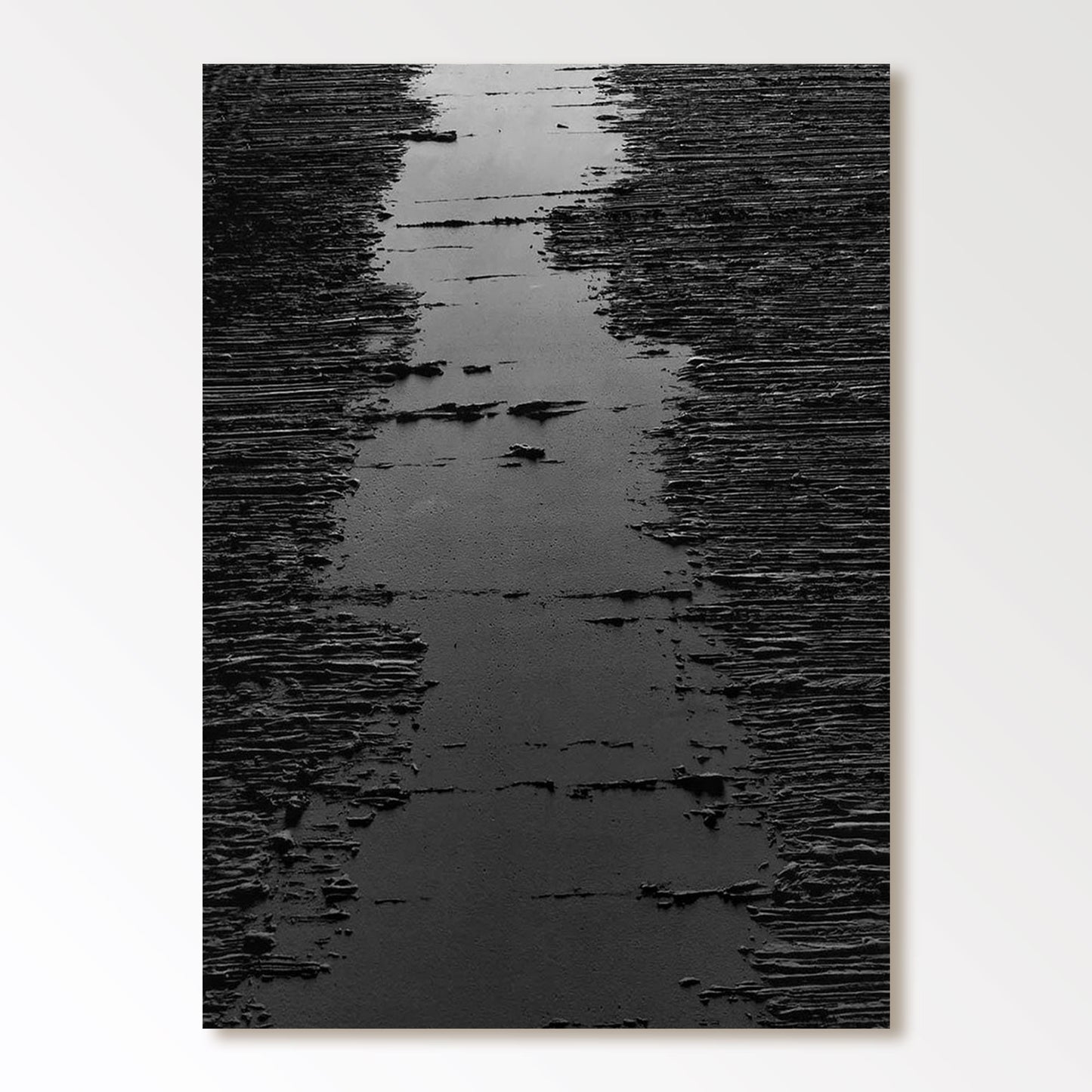 Minimalist Black Oil Painting "Midnight Path"