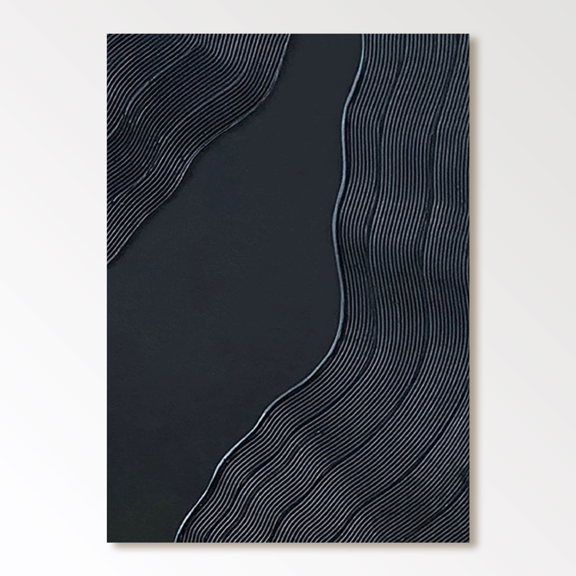 Pintura de arte abstracto minimalista negro "Flow"