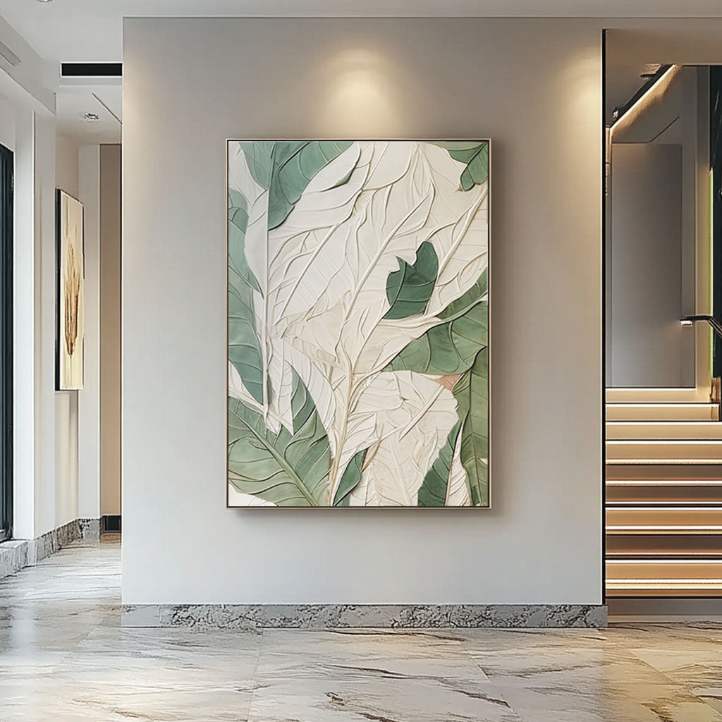 Arte de pared con textura blanca "Flor eterna" 